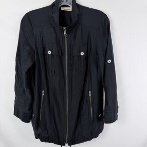 DKNY Jeans Womens Jacket Cotton/Silk Sz S Full Zip Utility Rocker Grunge Edgy